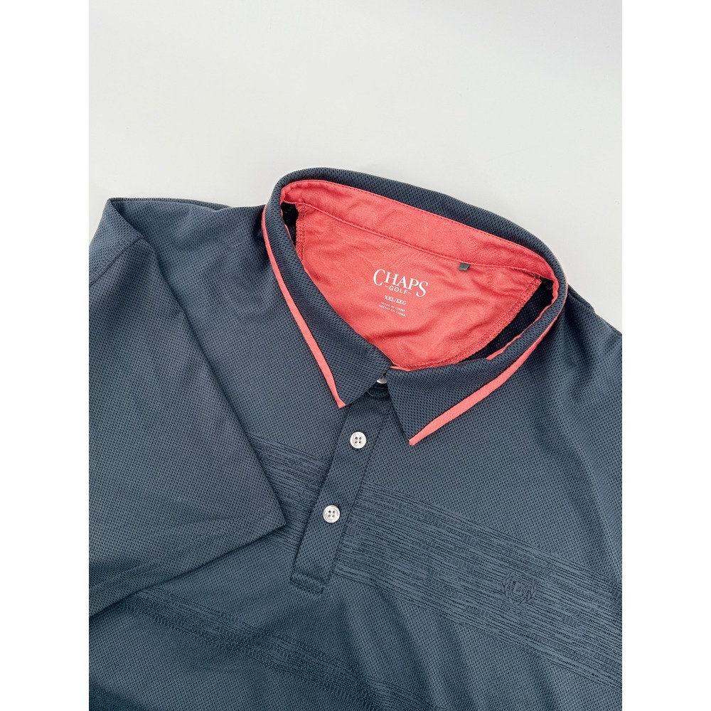 Chaps Golf Mens Polo Shirt Dark Gray Textured Performance Short Sleeve XXL
